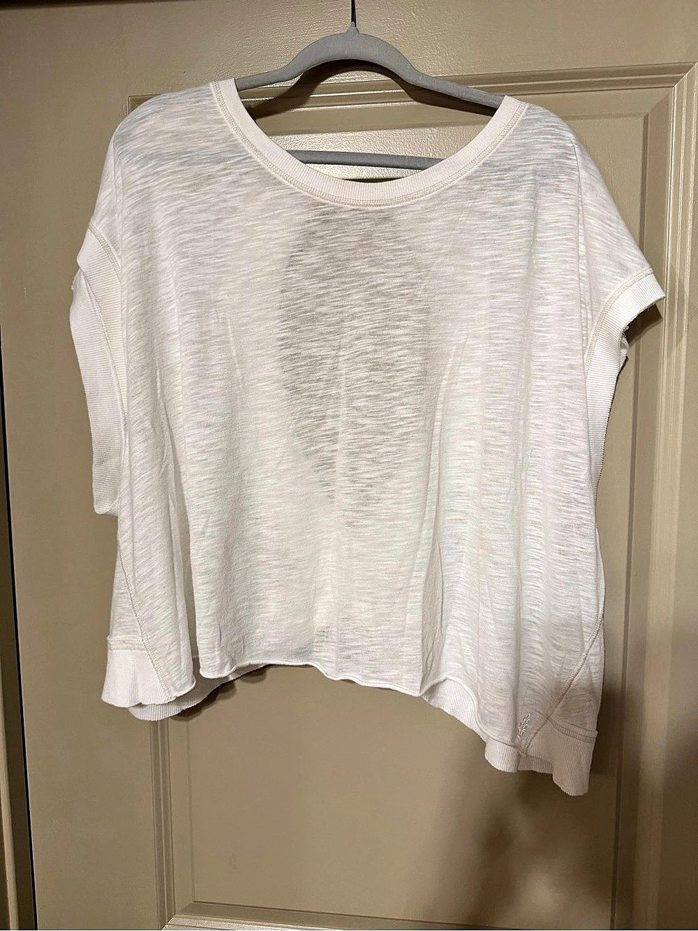 Free People Movement White Open Back Oversized Top Size Large